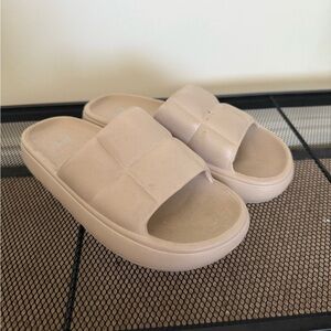 Beige Slide Sandals